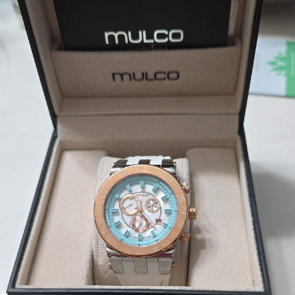 Mulco Rose Gold and White Chronograph Watch
